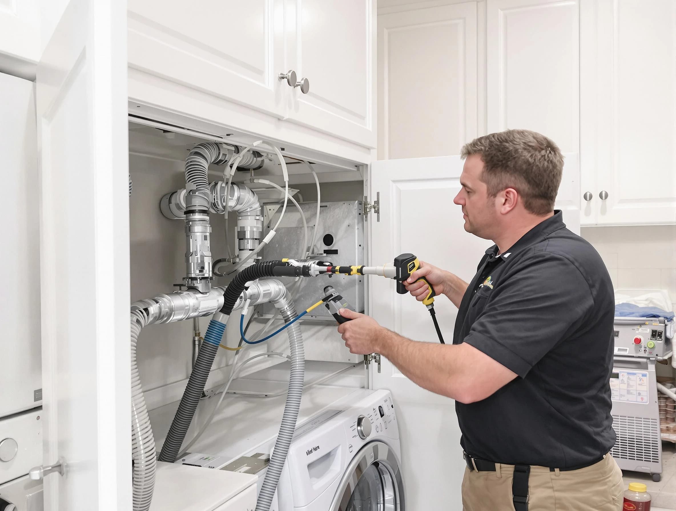 The Pinery Dryer Vent Cleaning professional removing severe blockage from a clogged dryer vent in The Pinery