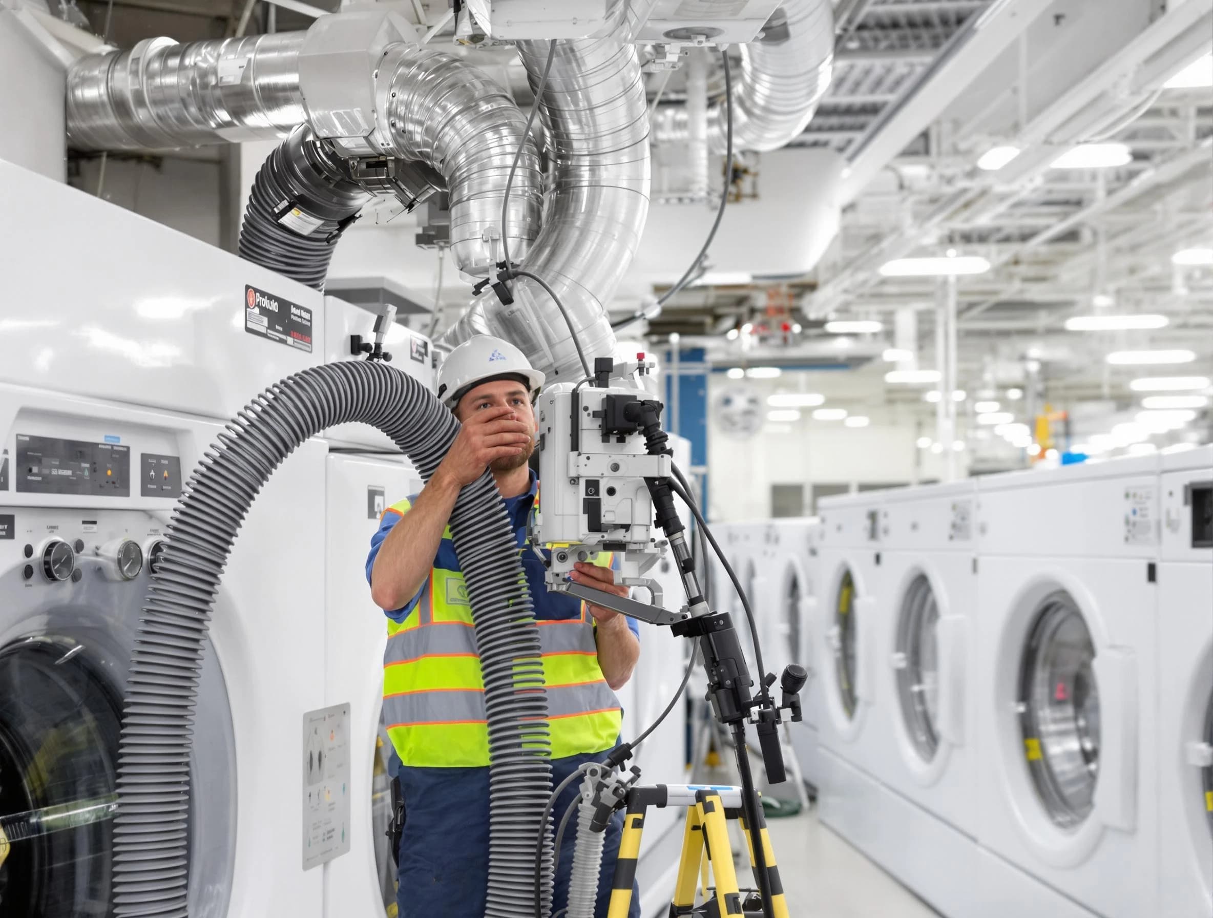 The Pinery Dryer Vent Cleaning team performing commercial-grade dryer vent cleaning at a business facility in The Pinery