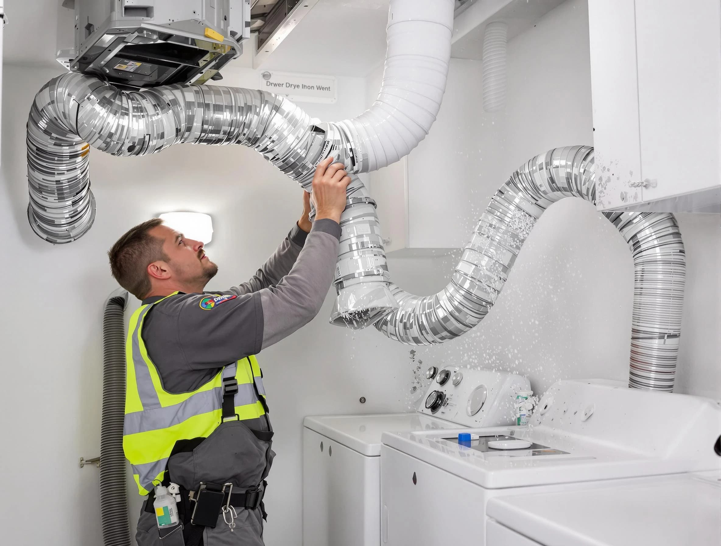 The Pinery Dryer Vent Cleaning technician performing detailed dryer exhaust vent cleaning at a home in The Pinery