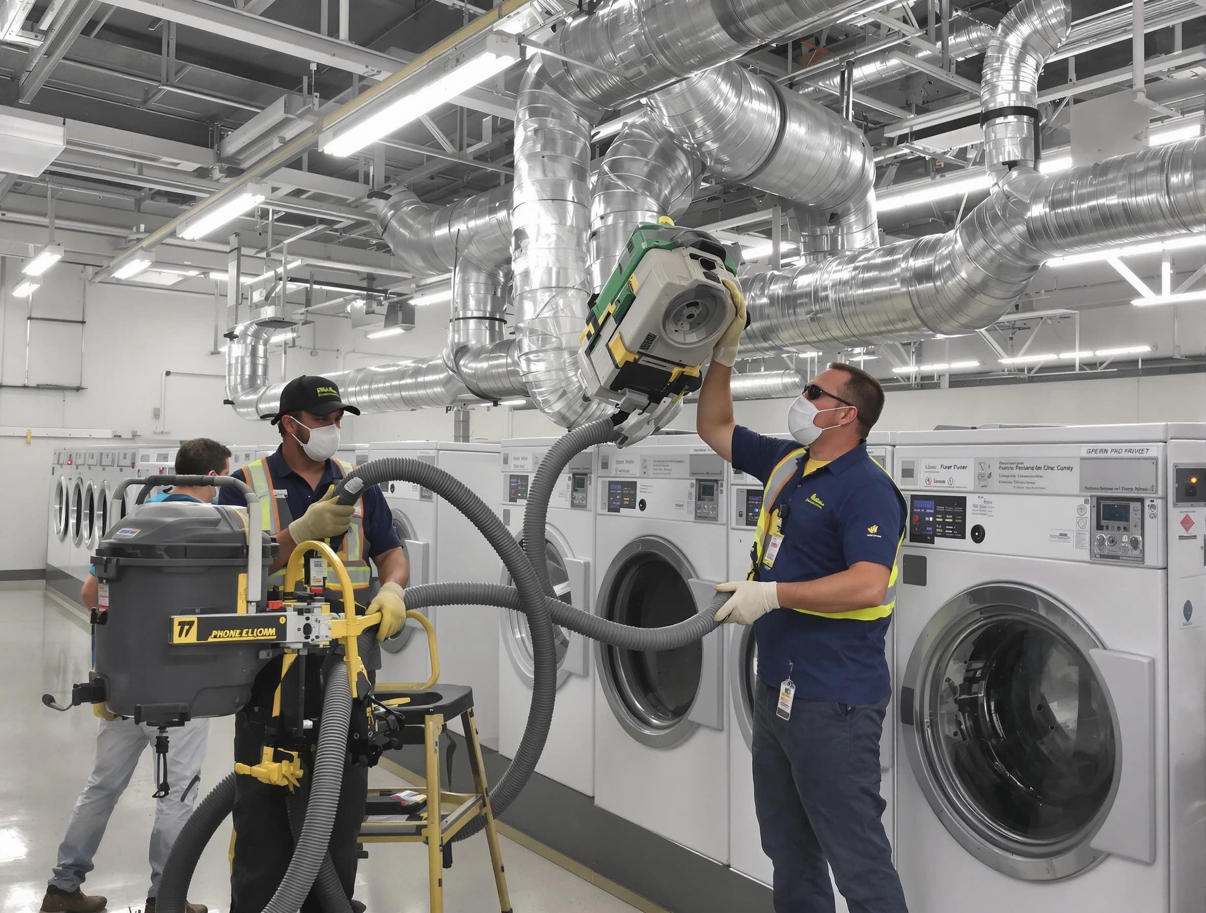 The Pinery Dryer Vent Cleaning team cleaning large-scale industrial dryer vent systems at a facility in The Pinery